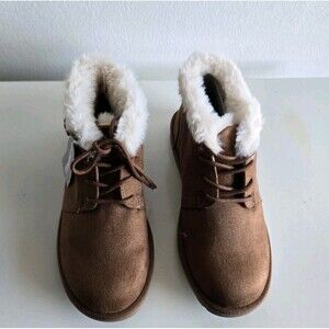 Makalu Boots Women 6 M Kora Shoes Brown Suede Faux Fur Lined Ankle Booties